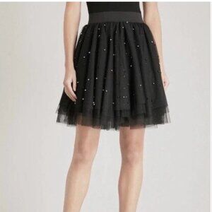 BNWOT Maje Allover Bead Black Tulle Mini Skirt, Size 1